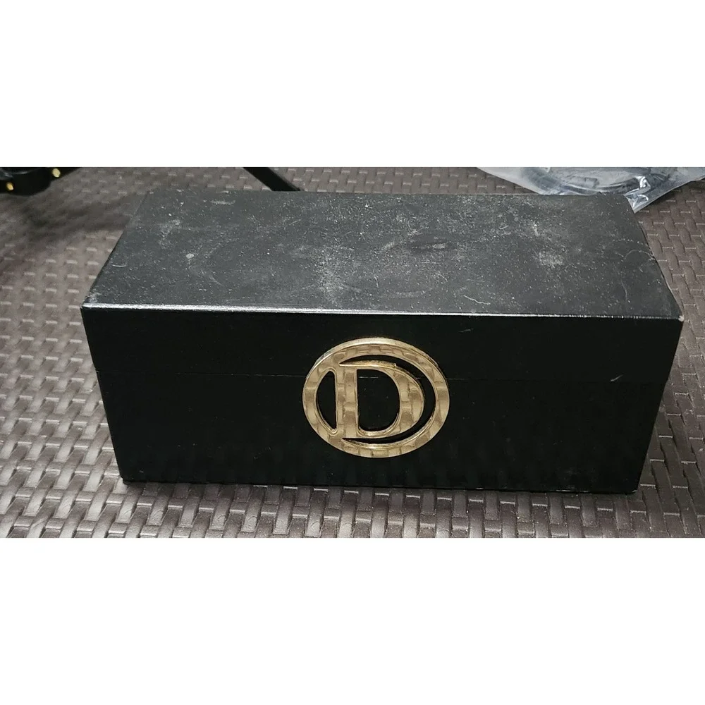 Black Decorative Storage Box with Gold Monogram D Accent